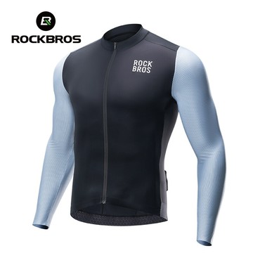 Rockbros 長袖騎行服男士透氣輕便反光彈性騎行比賽騎行服防滑 3 口袋山地公路自行車騎行服