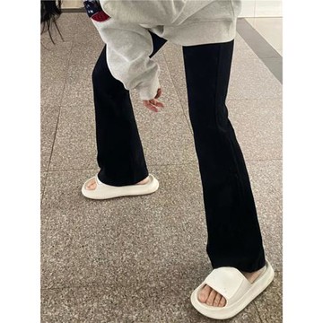 黑色微喇牛仔褲女夏季薄款胖mm高腰顯瘦梨形身材喇叭馬蹄褲子