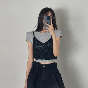 夏季新款小眾設計感鏤空無袖針織吊帶背心女甜辣度假性感外搭上衣