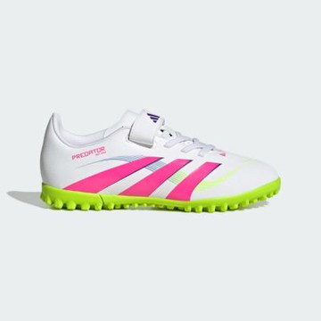 adidas 愛迪達 訓練鞋 足球鞋 女鞋 大童 運動鞋 魔鬼氈 PREDATOR CLUB H&L TF J 白粉黃 ID3808