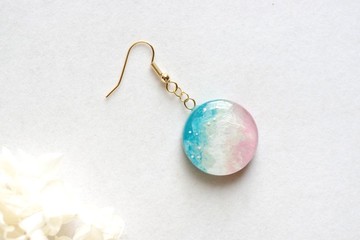 樹脂藝術圓形耳環・暮光之際 2