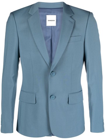 SANDRO - single-breasted virgin wool jacket - men - Virgin Wool/Viscose/Polyester - 44 - Blue