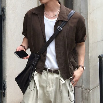 正韓輕盈涼爽尼龍短版翻領短袖襯衫夾克 3色 YUPPIE 預購商品 0908