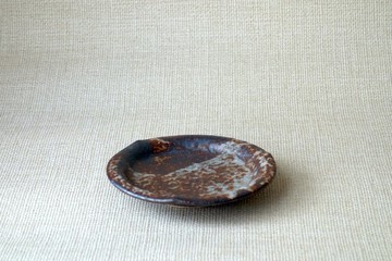 信樂燒 輪花皿 信濃釉a 手作陶瓷小盤 分裝盤