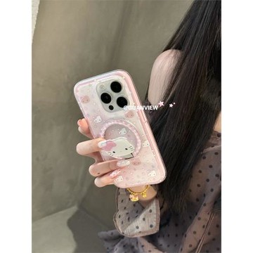 guanview ins卡通漸變粉星星kt貓旋轉磁吸支架適用iphone17promax蘋果16手機殼14二合一硅膠13少女心15防摔套