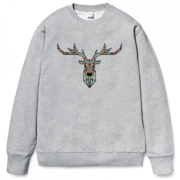 Deer Geometric Color 大學T 刷毛 中性版 灰色 幾何 鹿 宇宙 設計 自創 品牌 銀河系 時髦 圓 三角形