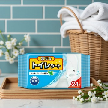 日本 Cotton Labo 丸三 可沖型 便座濕紙巾 24入【酪梨小窩】除菌濕巾 馬桶專用 馬桶座墊 擦拭巾 馬桶濕巾