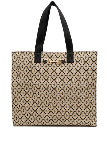 Elisabetta Franchi - patterned-jacquard woven-raffia bag - women - Polyester/Cotton/Polyamide/Cotton - One Size - Neutrals