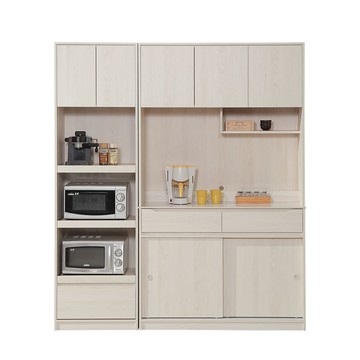 直人木業-DA奶油白榆木電器櫃滑門櫥櫃組182公分(電器櫃60公分+滑門上下櫥櫃122公分)