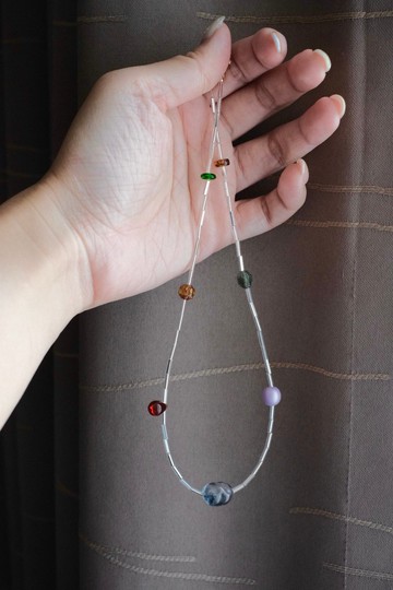 夏日銀河小行星 串珠項鍊 琉璃 複合媒材