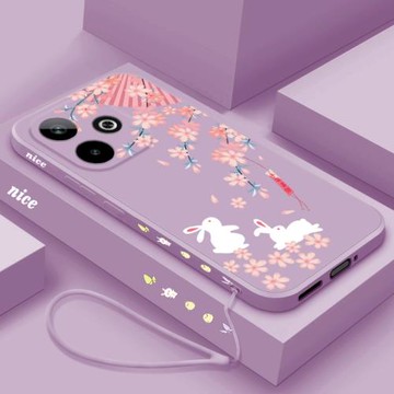 適用oppoa5 5g版手機殼新款卡通兔子A5活力版直邊液態全包保護套PKV110潮牌個性創意PKQ110女款硅膠防摔軟殼