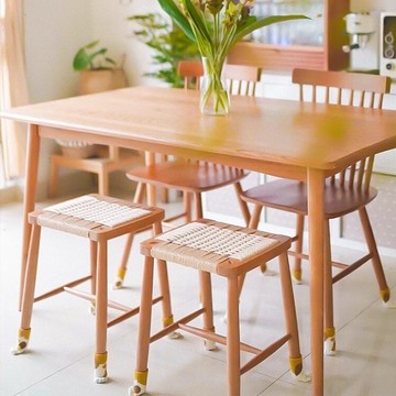 【含稅/免運】 北歐實木換鞋小方凳復古牛筋繩編板凳單人民宿客廳臥室梳妝方凳