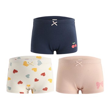 日本 Ho-ho kids - [樂天4冠王]純棉透氣女孩內褲(3入)-櫻桃/愛心/蝴蝶結-深藍白粉