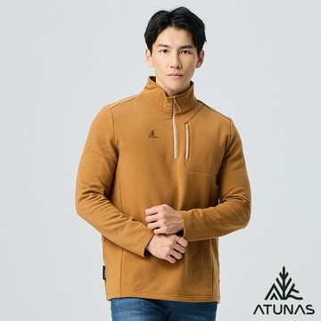 【ATUNAS 歐都納】男款POLARTEC THERMAL PRO保暖長袖拉鍊衫A1PS2521M琥珀棕