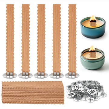 13*130mm花邊木芯波浪紋木燈芯帶金屬夾支架 蠟燭燈芯木質燭芯DIY