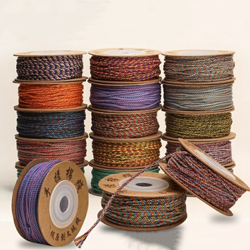 文玩手搓棉線線繩五彩佛珠手串繩流蘇手持穿珠線星月菩提穿珠繩子