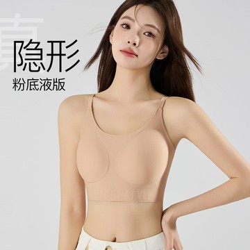 🚀虧本到貨🚀日本🇯🇵無痕粉底液隱形內衣女無鋼圈聚攏舒適穿衣不透文胸無痕美背女