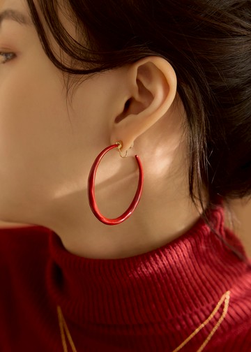 簡約紅・可旋轉垂掛耳夾