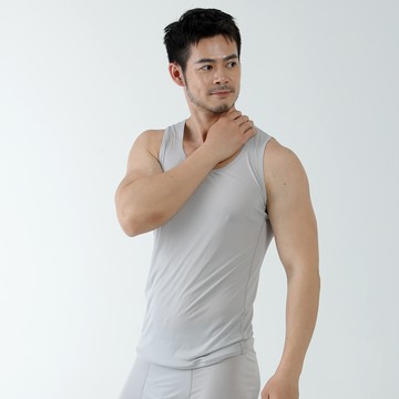男款零著感抑菌涼感背心(A1UCGZ02M灰/透氣排汗/超輕/涼感/抑臭/輕薄貼身/內搭背心/台灣製)