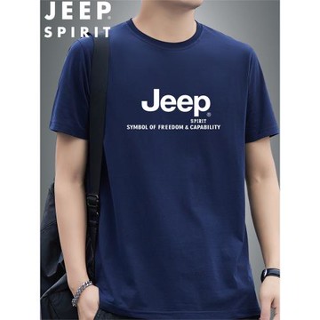 吉普JEEP短袖T恤男士夏季圓領寬松加大碼純棉體恤衫舒適上衣服男