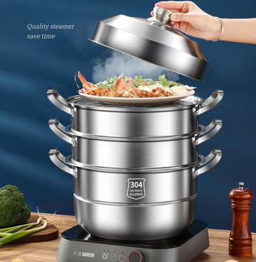 蒸籠 蒸鍋304不銹鋼加厚蒸籠饅頭多功能家用籠屜煮燉電磁爐煤氣灶專用【摩可美家】