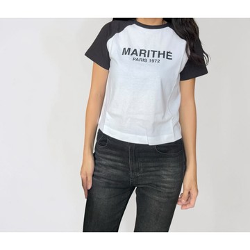 SUL 韓國代購🇰🇷現貨/預購 MARITHE 拼接 短袖上衣 拼色款 W RAGLAN REGULAR LOGO TE