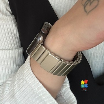 竹節款 磁吸錶帶 適用 Apple Watch 11 10 9 8 SE 7 6 蘋果金屬錶帶 42mm 46mm 錶帶
