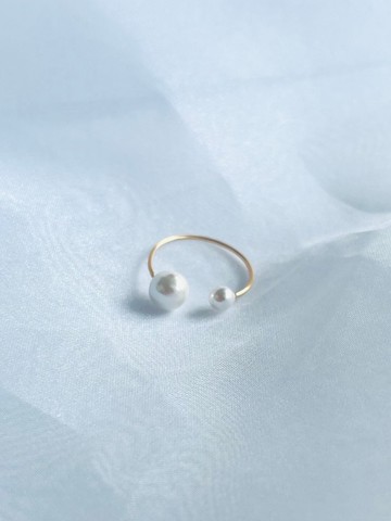 貝珠戒指 / 珍珠 / 14KGP / 貝珠 / 線戒 / 簡約 / 抗過敏 / 可調整尺寸 / 均碼