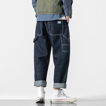 春秋美式復古哈倫牛仔褲男寬松直筒工裝休閑褲子韓版潮流闊腿長褲
