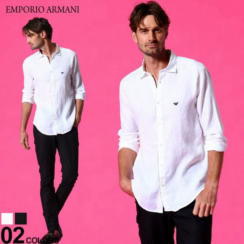 エンポリオアルマーニ メンズ 麻シャツ Emporio Armani イーグル ロゴ リネン 長袖 シャツ ブランド トップス 麻100 Ea3k1cp51njiz 通販 Lineポイント最大0 5 Get Lineショッピング