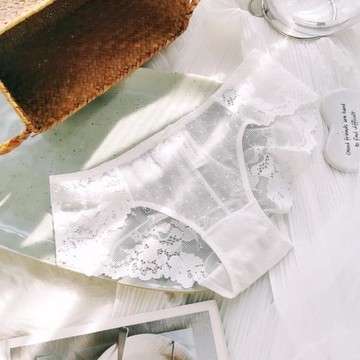 法式性感蕾絲舒適少女低腰內褲女舒適底褲透明網紗透氣棉襠三角褲