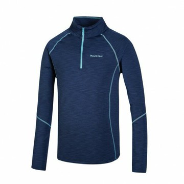 【【蘋果戶外】】山林 32P01-80 寶藍 男款 遠紅雲彩保暖衣 半門襟 長袖排汗衣 秋冬保暖登山 Mountneer