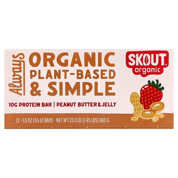 Skout Organic, 蛋白棒，花生醬和果凍味，12 根，每根 1.9 盎司（55 克）
