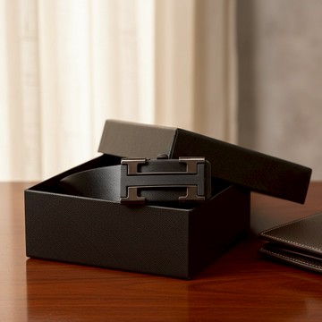 [快速出貨]【BRAVOMART】H字磨砂金屬叩頭真皮自動皮帶 - 槍黑 客製化刻字  生日禮物 送禮推薦 男生禮物 摩羯座 水瓶座 禮物獨家 新品上市 情人節禮物