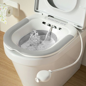 折疊可沖洗坐浴盆 按壓式出水 免電坐盆 免蹲浴盆 通用式馬桶坐浴盆 馬桶盆 私密清潔坐浴盆【ZG0503】《約翰家庭百貨