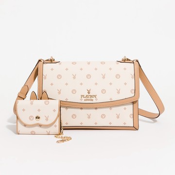 PLAYBOY - 翻蓋斜背包  Daylight系列 - 米色