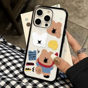 I17手機殼 柿子椒熊 ins風 透明手機殼 iPhone 17 16 15 14 13 Pro Max 防摔手機殼
