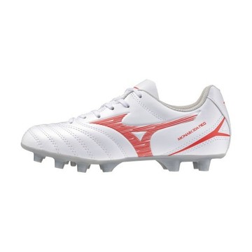 MIZUNO MONARCIDA NEO III SELECT JR 兒童足球平底鞋 白紅 P1GB2425 【樂買網】