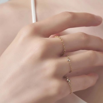 LESIS｜Mix Shine Ring 閃鑽混搭軟戒指 - 美規US#6-A款