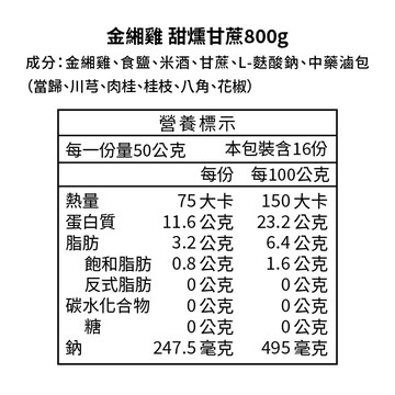 熟食半隻切塊（甜燻甘蔗）800公克 甘蔗雞