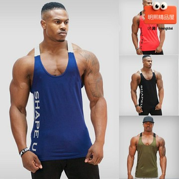 【透氣速幹】男士運動背心 健身背心 跑步背心 訓練背心 運動上衣 U領撞色設計 吸溼排汗 春夏新款 健身房訓練 跑步運動