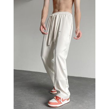 冰絲褲子男夏季垂感闊腿褲美式高街vibe伐木褲直筒西裝褲休閑長褲