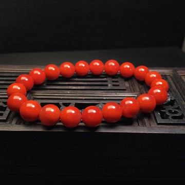 四川南紅單圈手鏈 滿肉柿子紅 顏色紅潤 晶體干淨 非常漂亮