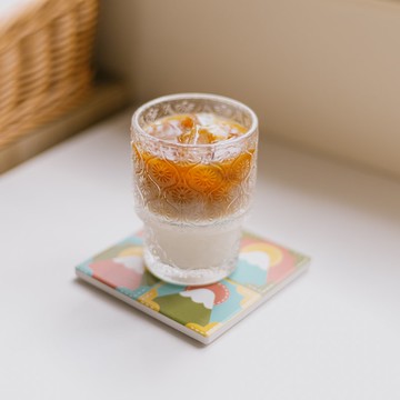 【珪藻士吸水杯墊】刺繡風 X 富士山 / PASTEL