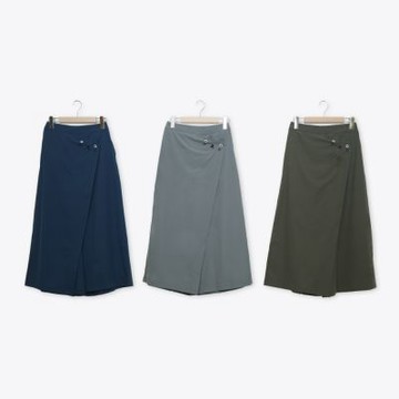 【DAILO】涼感躲貓貓長褲裙 藍 綠 灰