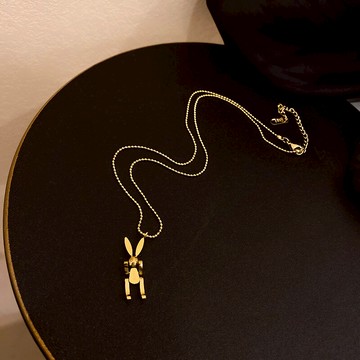 鈦鋼可活動兔子項鏈女簡約氣質個性機械兔鎖骨鏈網紅百搭時尚頸鏈