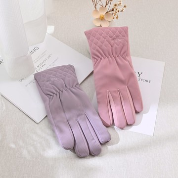 CB超柔菱格刺繡觸控防風手套-多色任選