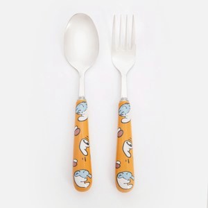 藍色小精靈陶瓷不鏽鋼叉匙組 小搗蛋