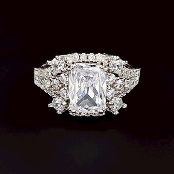 隔日到貨 王妃 方鑽 2克拉 方鑽 戒指 莫桑鑽 奧地利水晶 美國戒圍 固定戒圍A300