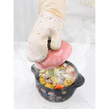 砂鍋專用耐高溫手套防滑防燙雙層硅膠烤盤烤箱烤面包手套加厚單個